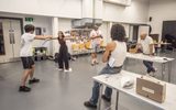 The cast of East is East in rehearsals.
