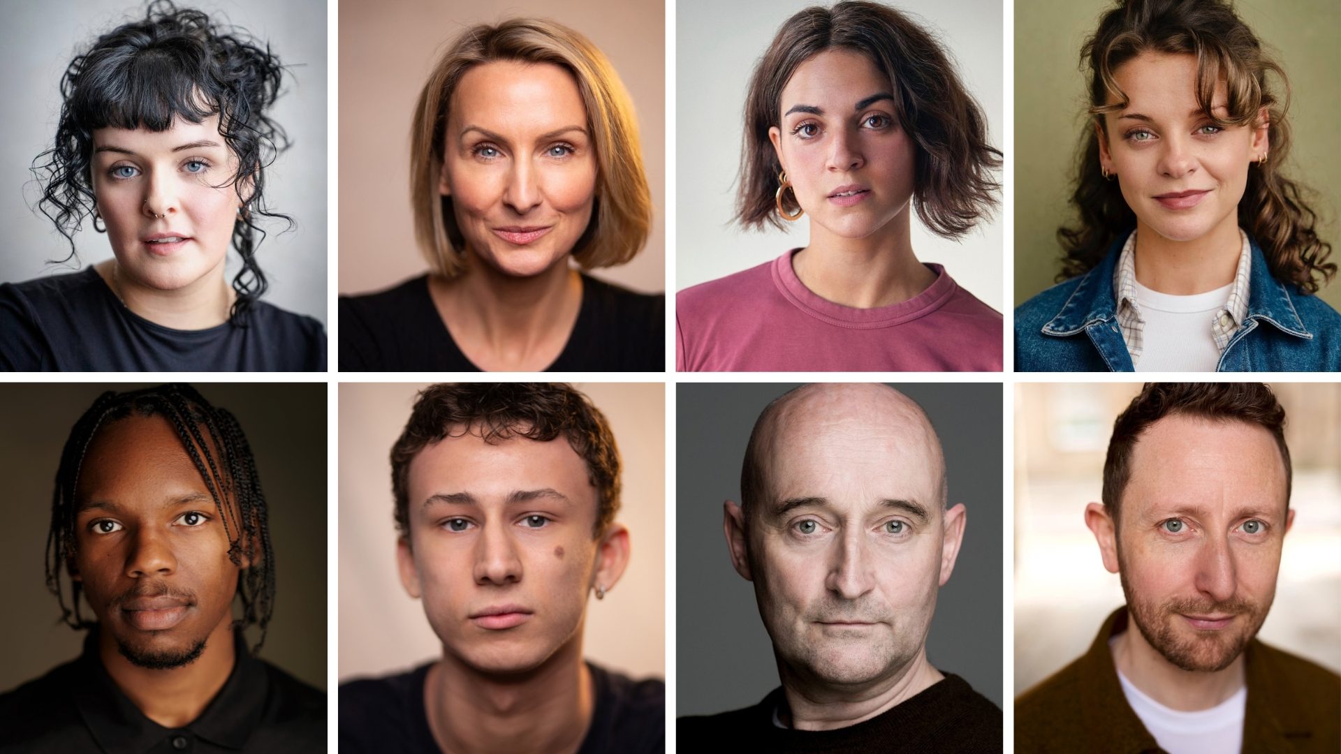 A grid of eight actors.